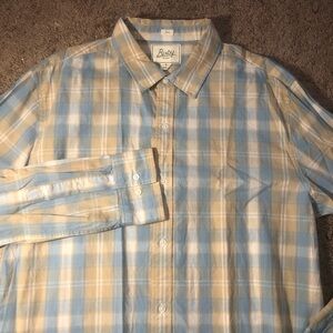Bixby Slim Fit Nomad Button Down Mens Size XL Gold Blue Outdoor Dress Shirt